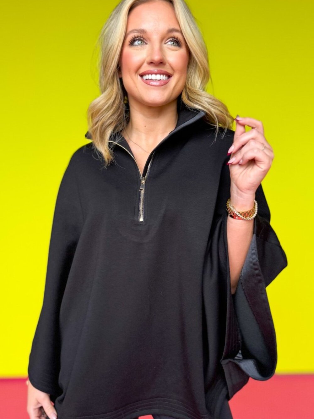 SSYS The Label Marissa Fleece Lined Air Poncho - Hunter Green - Size L/XL